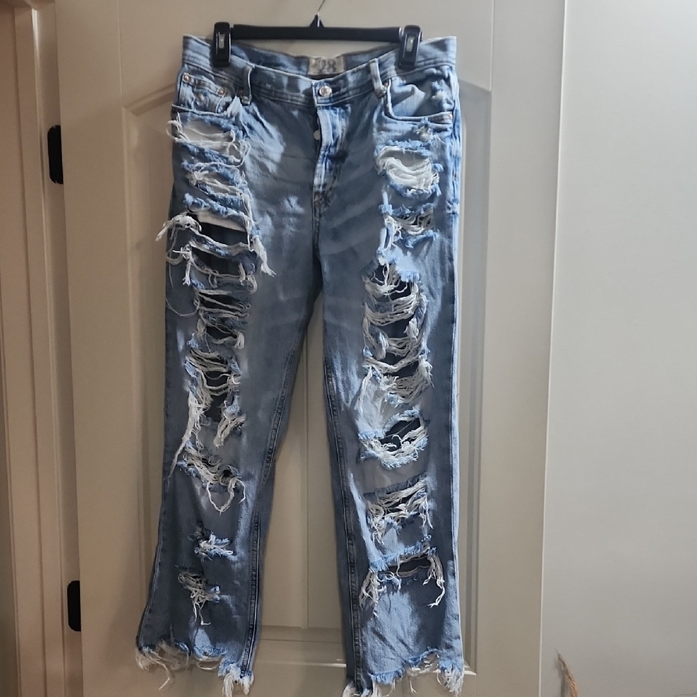 Distressed Blue Jeans